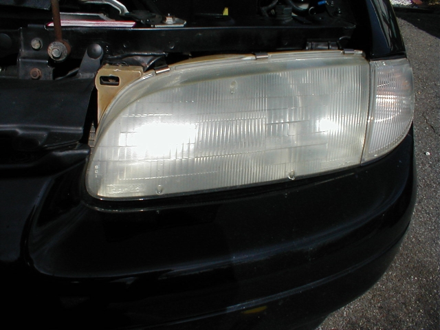 Yellowed plastic headlight before...